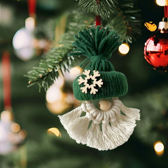 Honmine DIY Macrame Christmas Gnomes Santa Claus Kit, Santa Claus for Christmas Tree Decor Christmas Tree Hanging Gnomes Santa Elf Instructions Included Holiday Decor