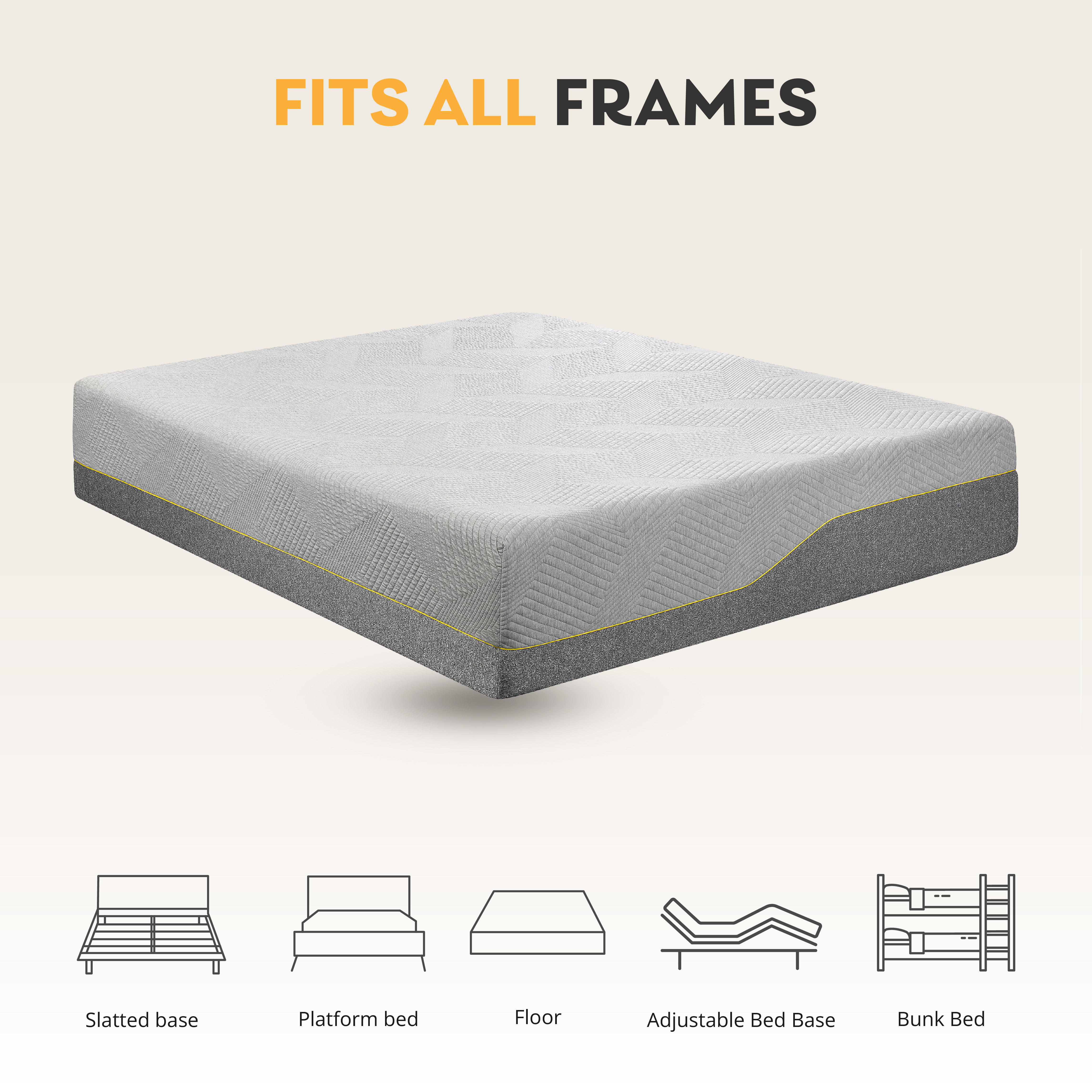 MLILY Ego Gray King Mattress,14 inch Gel Memory Foam Mattress, King Size Mattress in a Box, Medium
