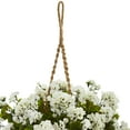 thumbnail image 3 of Nearly Natural 19" Plastic White Geranium Hanging Basket Artificial Plant UV Resistant, 3 of 4