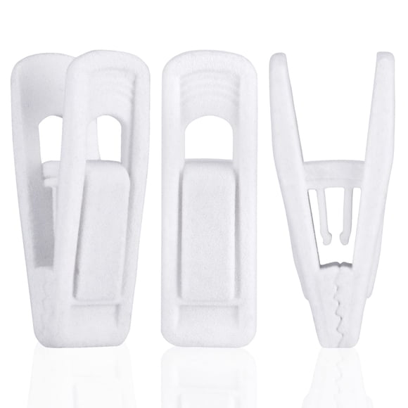 Tinfol Clips para Perchas de Terciopelo Blanco 24 Piezas Clips para Perchas para Pantalones Clips para Ropa con Dedos flocados Antideslizantes Perfectos para perchas de Terciopelo Fino