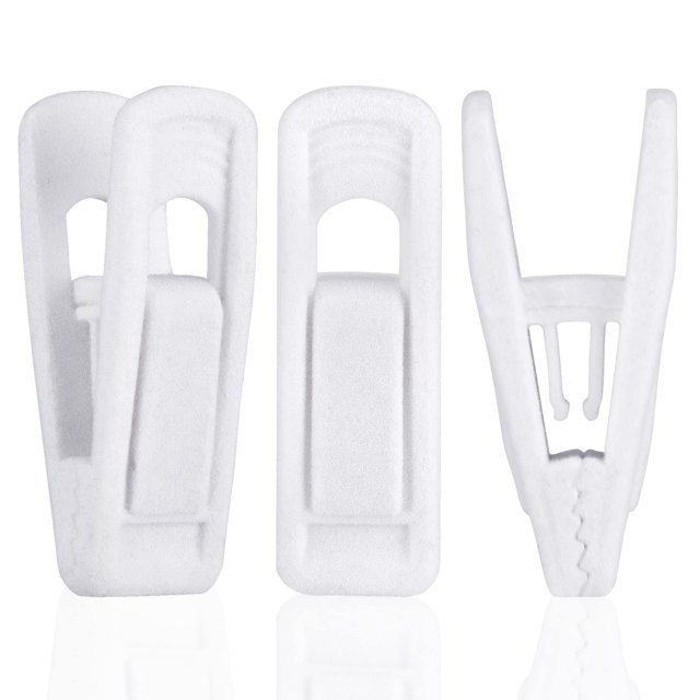 Tinfol Clips para Perchas de Terciopelo Blanco 24 Piezas Clips para Perchas para Pantalones Clips para Ropa con Dedos flocados Antideslizantes Perfectos para perchas de Terciopelo Fino