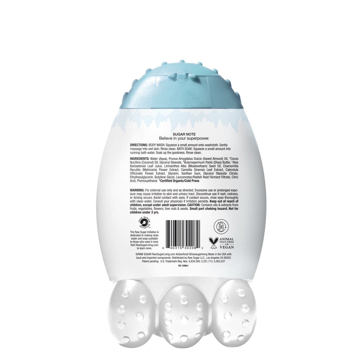 Raw Sugar Kids 2-in-1 Bath Soak + Body Wash, Fragrance Free, 12 fl oz