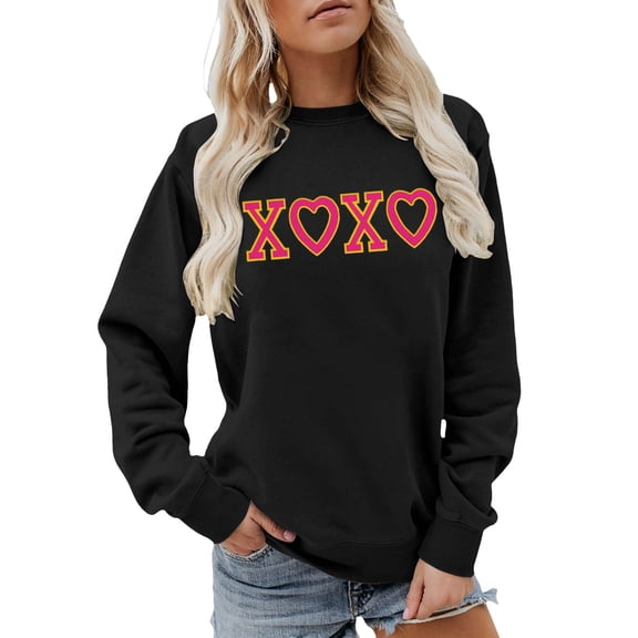 Tiweut Long Sleeve Sweatshirt for Women Valentine Graphic Print Pullover Crewneck Streetwear Lady Tops