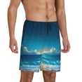 thumbnail image 2 of Balery Night Sky Beach Scene Pantalones cortos de pijama de punto de algodón para hombre con cinturilla y bolsillos-X-Large, 2 of 6