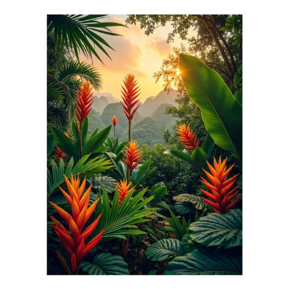 Diamond Art Kit for Adults, Tropical Sunset Jungle Bloom Diamond Painting for Adults Beginners, DIY Diamond Art Painting Kits, 5D Diamond Painting Crafts for Home Decor 12x16 Frameless
