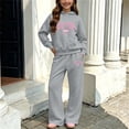 thumbnail image 3 of Tbopshirt Girls Hoodie and Pants Set Hooded Long Sleeve Fleece Lined Warm Solid Color Wide Leg Pants Fall Winter Casual Sport Wear 2-Piece Outfit 5-14 Years, 3 of 6