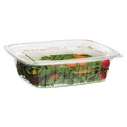 Eco-Products Clear Disposable Rectangular Deli Container with Lid, Eco-Friendly Compostable PLA Plastic Food Container, 48 oz, Case of 200