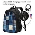thumbnail image 2 of Balery Indigo Patchwork Quilt Mochila con carga USB para hombre y mujer - Mochila impermeable y antirrobo para portátil con puerto USB para viajes, trabajo, estudios y universidad, 2 of 7