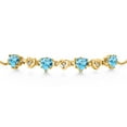 thumbnail image 2 of 18K Yellow Gold Plated Silver Swiss Blue Topaz and White Lab Grown Diamond Bracelet for Women (3.84Cttw, Gemstone November Birthstone, Heart Shape 6X6MM, Fully Adjustable up to 9 inches), 2 of 5