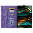 thumbnail image 2 of Nalacover Case for Samsung Tab A8 10.5 (2022) X200/X205, Flower Embossed Pattern PU Leather Flip Cover with Card Slots Holder Auto Wake/Sleep Kickstand TPU Shockproof Case,Purple, 2 of 8