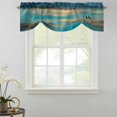 thumbnail image 2 of Tie Up Valances for Windows, Teal Golden Oil Painting Adjustable Valance Curtains Window Treatment for Living Room/Bedroom, Modern Art Retro Abstract Rod Pocket Kitchen Curtains & Drapes 54x18 Inch, 2 of 9