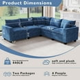 thumbnail image 2 of Chalantevo 5-Seat Modular Sectional Sofa, 97" Chenille V-Shaped Couch with Storage Armrests,Blue, 2 of 8