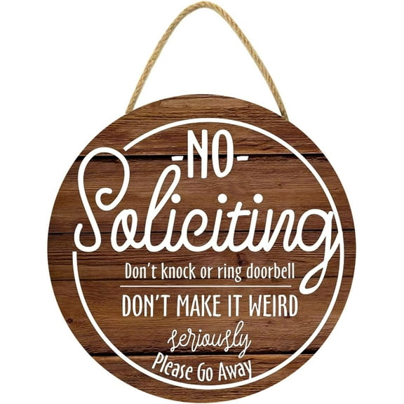 Eveokoki 12" No Soliciting Sign For House, No Soliciting Please Do Not Knock Door Wood Sign for All Seasons Home Front Porch Door Decoration with Buffalo Plaid Bow