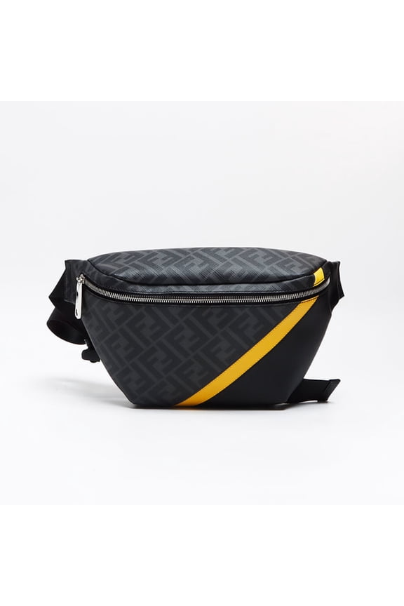 Pre-Owned FENDI Diagonal Zucchino Belt Bag 7VA434 Shoulder Gray WS13149