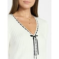 thumbnail image 4 of Madden NYC Women's Tie Front Top with Long Sleeves, Sizes XXS-XXL, 4 of 5