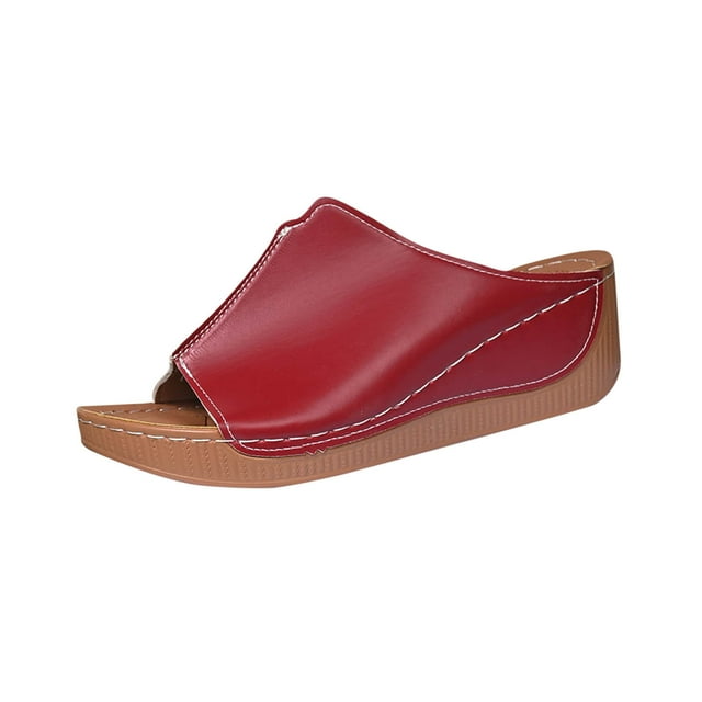 Pantoufles Décontractées pour Femmes Couleur Vin à Bout Rond et Talon pour un Ajustement Relax par Temps Chaud