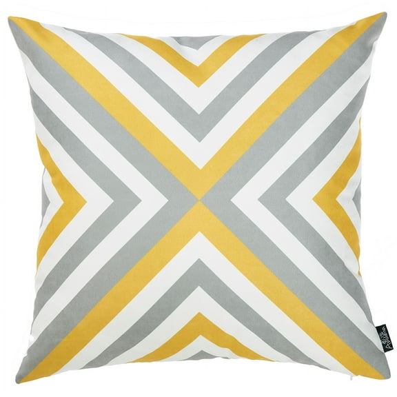 Yellow and Gray Geometric Decorative Throw Pillow Cover