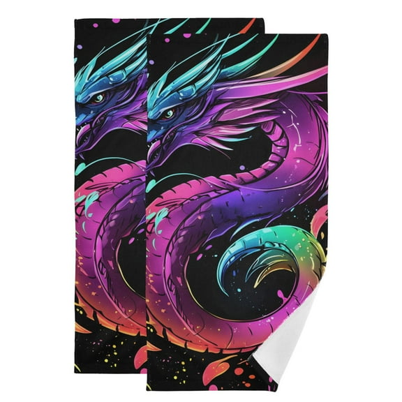 Dragon in Mixture Color Hand Towel Absorbent Bath Towels for Bathroom Sports Gym 28" x 14" Set of 2