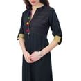 thumbnail image 1 of Phagun Womens Indian Ethnic Rayon Black Kurti Tunic Designer Pom - Pom Kurta - 12, 1 of 1
