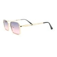 thumbnail image 3 of Classic Dimensional Metal Rim Rectangle Dad Fashion Sunglasses Gold - Purple Pink, 3 of 4