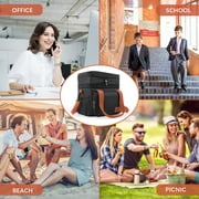 Insulated Lunch Box for Women Men, 17L Large Expandable Dual Compartment Lunch Bag, Leakproof Adult Lunchbox with Shoulder Strap, Cooler Warmer Lunch Bag for Work Picnic Camping, Black