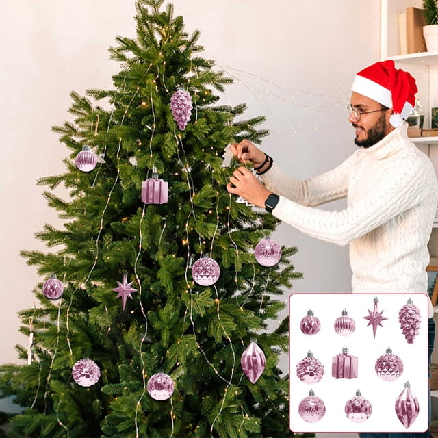 Xihbxyly 12 Adornos Navideños para Árbol de Navidad, Bolas de Plástico Brillantes, Reutilizables, para Colgar En El Árbol, Ideales para Oficinas, Hoteles y Mansiones. Juego de 12.