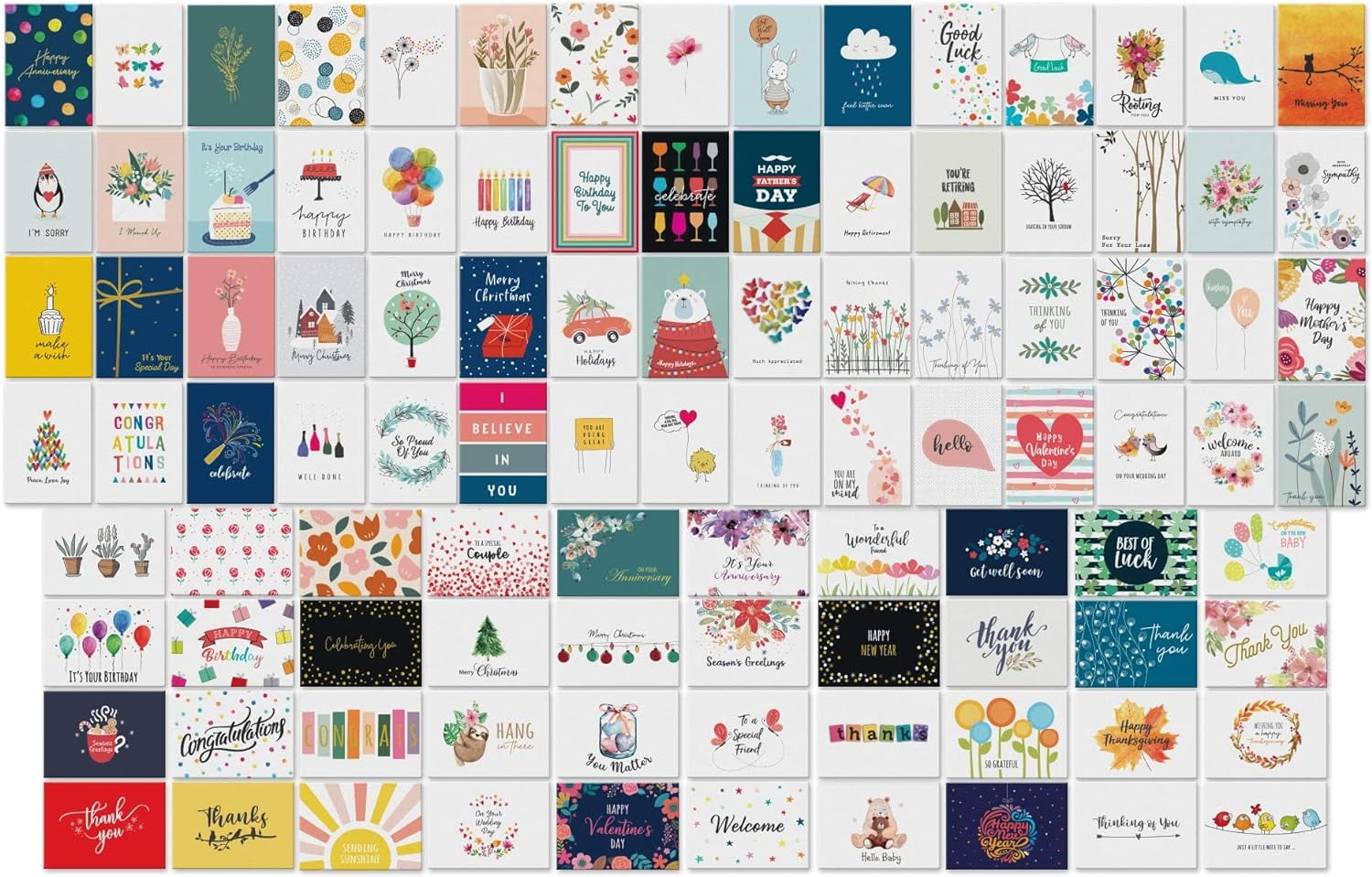 Dessie 110 Greeting Cards with Unique Designs for All Occasions, 4” x 6”