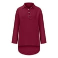 thumbnail image 4 of BangWanChi Long Sleeve Shirts for Women Cotton Linen Shirts for Women 2024 Buttons V Neck Long Sleeve Tops Trendy Dressy Blouses Casual Loose Comfy Tunic Clothes, 4 of 8