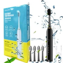 ZFYXGS Electric Toothbrush for Adults with Case, 4 Brush Heads and 6 Modes, Black, IPX7 Waterpoorf