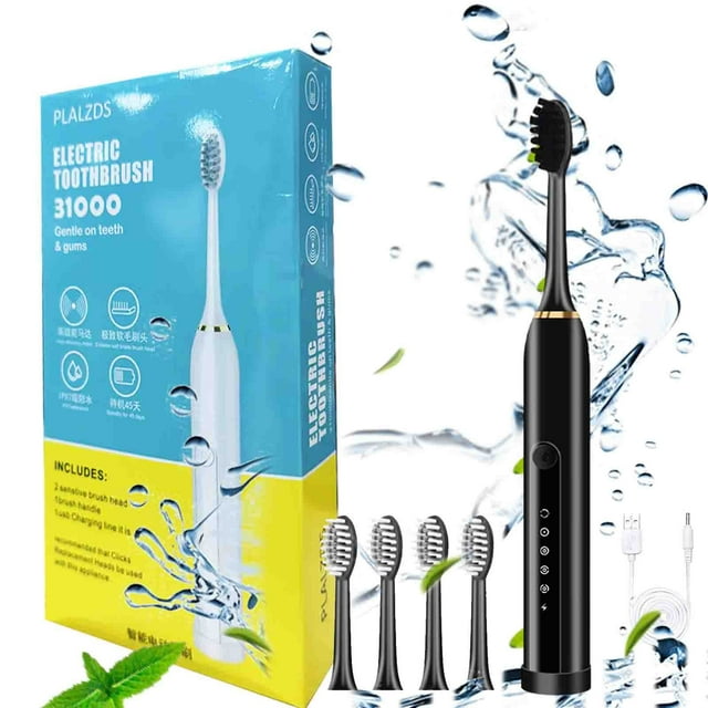 SuoKom Electric Toothbrush, Electric Toothbrush with 4 Brush Heads, 6 Cleaning Modes,Smart 20-Speed Timer Electric Toothbrush Ipx7 -Newly Upgraded Electric Toothbrush