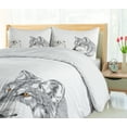 thumbnail image 5 of Ambesonne Wolf Duvet Cover Sets, Sketchy Portraits Wildlife, 2-King, Beige Grey Orange, 5 of 7