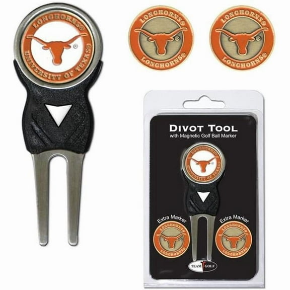 Team Golf NCAA TEXAS Divot Tool Pack With 3 Golf Ball Markers