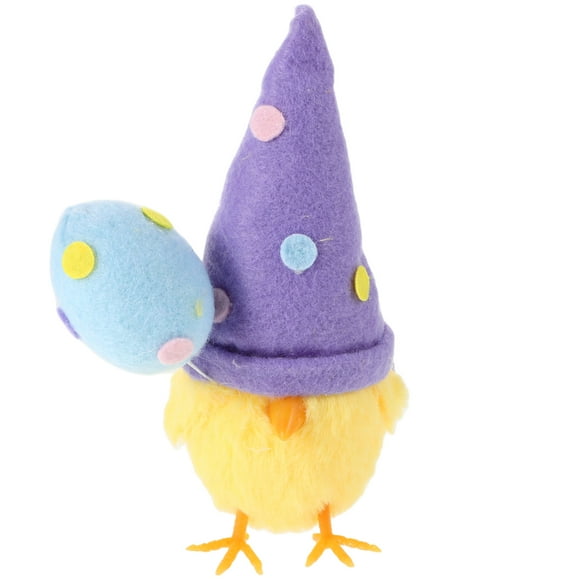 KAKOWELY Peluche de pollo, juguete de peluche, decoración para fiestas de Pascua y mesas de primavera, pollito amarillo pequeño, decoración de huevos de Pascua morados.