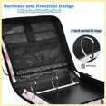thumbnail image 4 of Zipper Binder with Shoulder Strap 2 inch 3 Ring Waterproof File Folder Organizer Bag 500 Sheet Cute Pink Flamingos and Palm Trees, 4 of 8