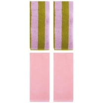 Unique Bargains 4 Pcs Cotton Soft Stripe Hand Towel 14" x 30" Pink Brown/Pink