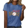 thumbnail image 2 of WREESH Women's Sporty Graphic T-Shirt Baseball Mom Theme with Round Neck and Short Sleeves Blue, 2 of 5