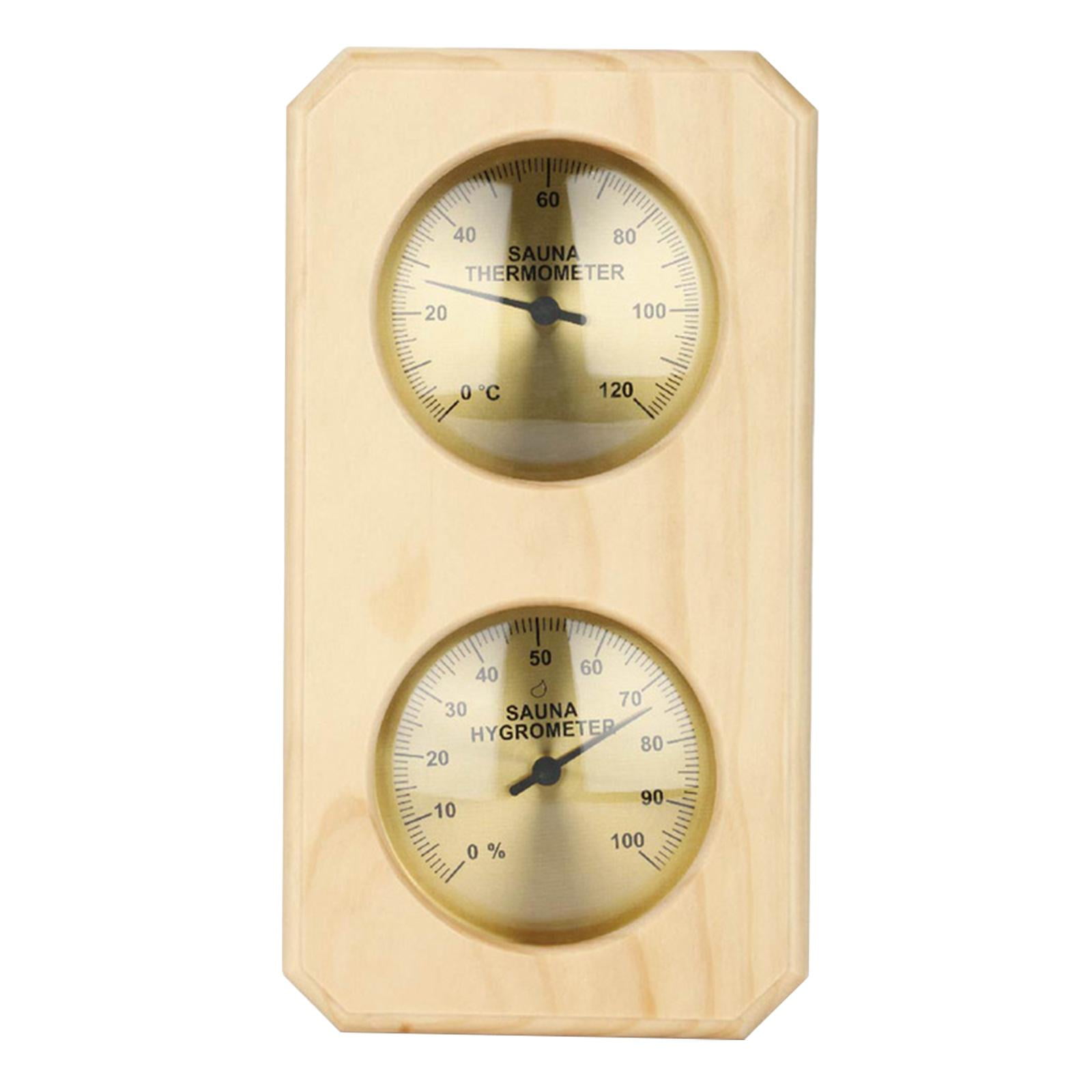 Nishiyuenyi Hygrometer Wooden Thermometer, Sauna Hygrothermograph Gauge Humidity Temperature Vertical
