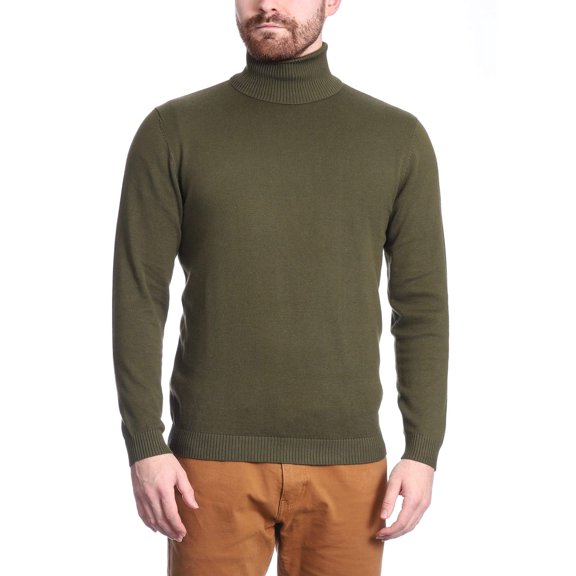 Arthur Black Men's Solid Olive Green Pullover Cotton Blend Turtleneck Sweater