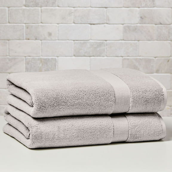 Better Homes & Gardens Signature Soft Solid Cotton 2 Piece Bath Sheet Set,Soft Silver