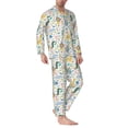 thumbnail image 2 of Sikiie Cartoon Animals Mens Pajama Set, Soft Warm Long Sleeve Sleepwear, Cozy Button-Down Pjs for Men-Medium, 2 of 7