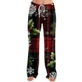 thumbnail image 5 of WTOBBY Women's Fashion Loose Casual Pants with Christmas Print for Stylish and Comfortable Everyday Wear and Holiday Themes,Wine M, 5 of 6