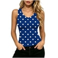 thumbnail image 2 of Uootdi Women's Tank Tops Sleeveless V Neck Polka Dot Print Blouses Retro Pin-Up Style Ribbed Knit Fabric Slim Fit Tops Gift, 2 of 7