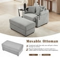 thumbnail image 4 of 41.7" Corduroy Single Sofa Chair with Movable Ottoman, Storage Armrests, USB Ports & Cup Holders,Gray, 4 of 9