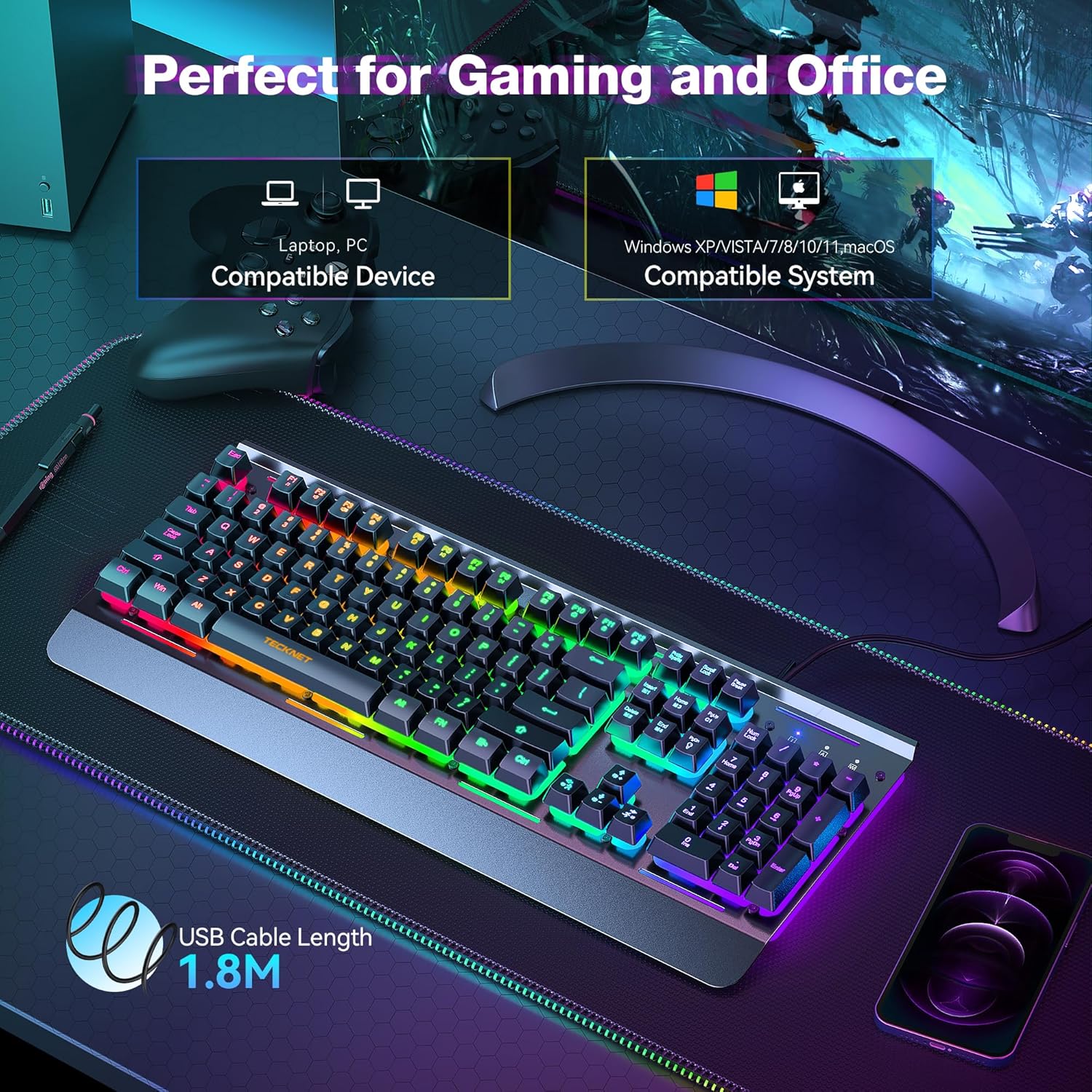 TECKNET BASICS Wired Gaming Keyboard photo 5
