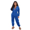 thumbnail image 7 of Seyurigaoka Women's Sleeping Plush Romper, Solid Jumpsuit, Elastic Home Zipper Long Sleeve Cartoon Animal Ears Hat Sleepwear, 7 of 7
