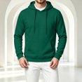 thumbnail image 6 of Resicozy Hoodies for Men Long Sleeve Solid Color Hooded Sweatshirts Casual Fall Spring Track Jackets with Pocket Dark Green L, 6 of 6