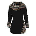 thumbnail image 2 of Women's 2023 Hoodie Ethnic Graphic Pullover Sweater Long Sleeve Sweatshirt Shirts Vintage Casual Tops  Stripe Splicing Button Decor Hoodie Knit Tops, 2 of 4