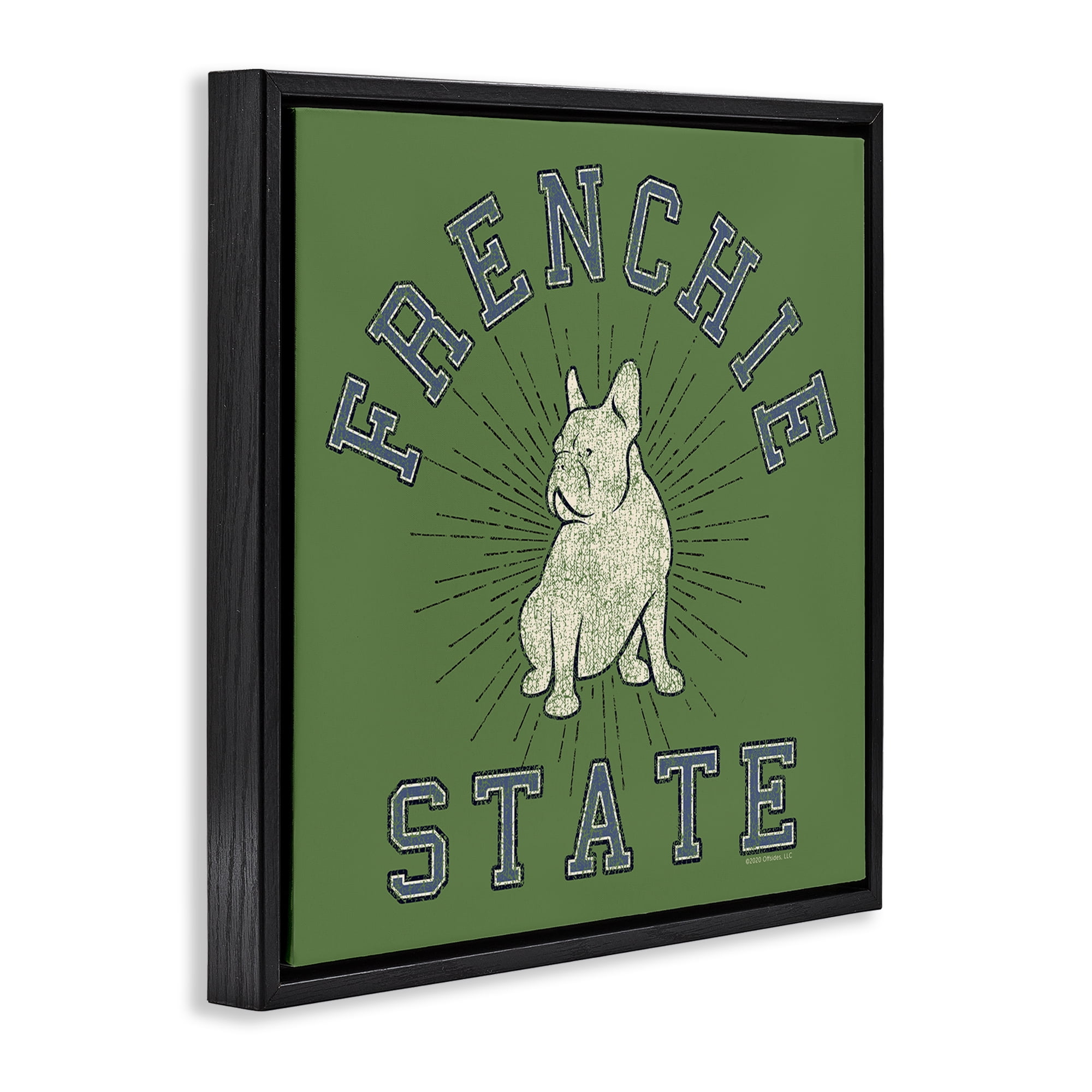 Stupell Industries Vintage Frenchie State Novelty & Humor Painting Black Floater Framed Canvas Art Print Wall Art, 18 x 18