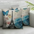 thumbnail image 3 of COMIO  Blend Eiffel Tower Pattern Cushion Cover Pillowslip Square Decorative Throw Pillow Case, 3 of 5