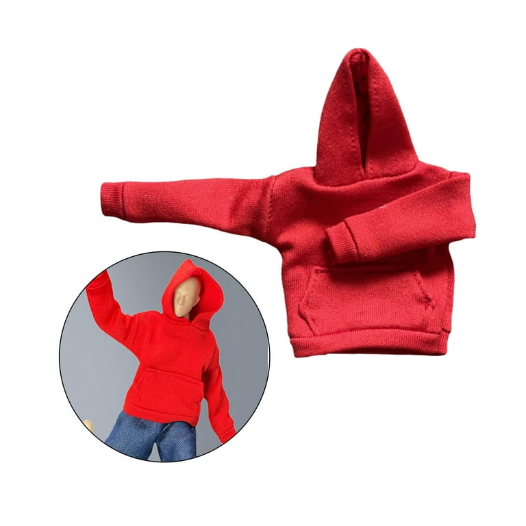1:12 Scale Fashion Hoodie Sweatshirt Clothing Clothes Outfits for 6 inch  Action Figures Costume Red